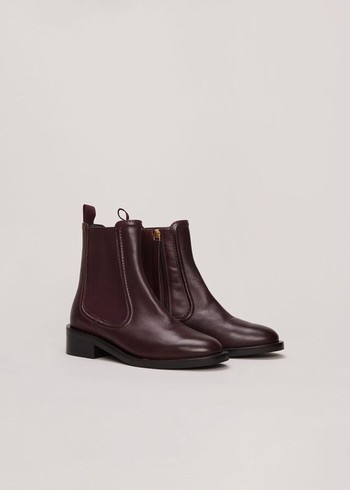 Phase Eight Leather Boots Burgundy Canada | LAIDXC-746